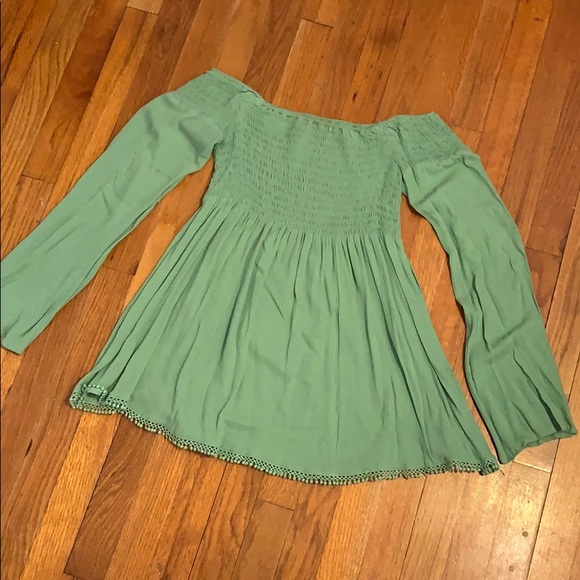 Altar'd State Tops - Altard state green off shoulder top